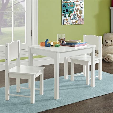 Timy Kids Table and 2 Chairs Set, Solid Hard Wood, White - Walmart.com ...