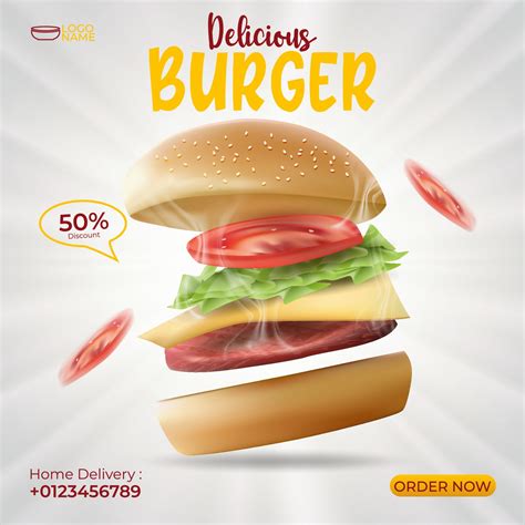 Delicious burger Ads Poster template, restaurant or fast food best choice. burger banner for ...