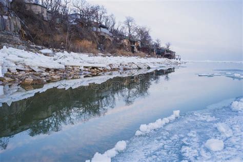 The Frozen Winter Azov Sea on the Beach of Taganrog City, Rostov Region ...