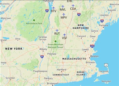 Free Vermont Airports Map And The Top 6 Airports In Vermont