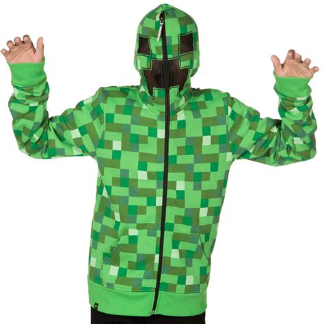 Minecraft Big Boys' Creeper Zip-Up Costume Hoodie, with Mask- Buy ...