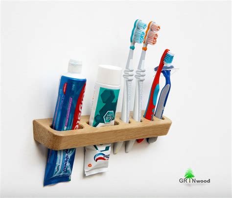 Double Toothpaste and Toothbrush Holder Wall Handmade - Etsy