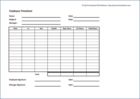 √ Free Printable Employee Timesheet Template | Templateral | Card ...