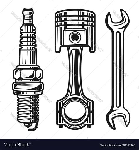 Car or motorcycle repair parts objects Royalty Free Vector