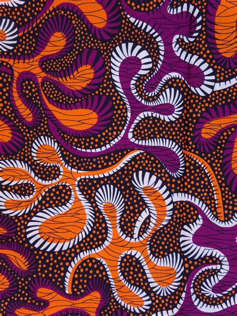 Orange and Purple African print Fabric, African fabric by the yard, Wax ...