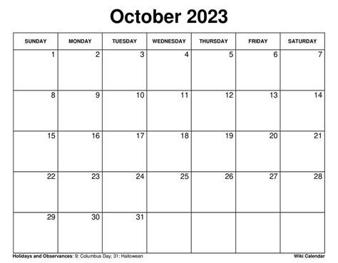 Free Printable October 2023 Calendar Templates With Holidays - Wiki ...