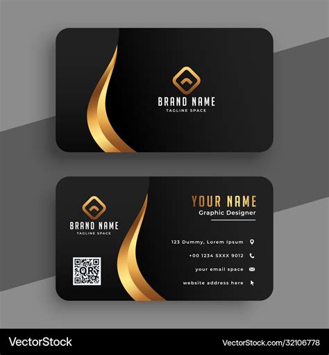 Black and golden premium business card design Vector Image