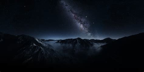 Wallpaper : 1920x960 px, dark, galaxy, landscape, long exposure, Milky Way, mist, mountain ...