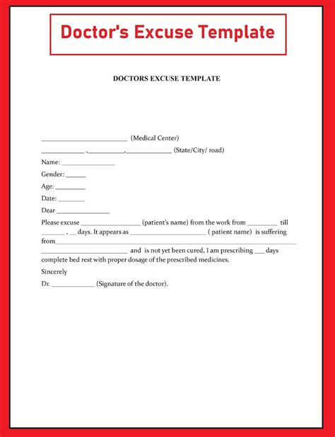 Doctors Excuse Template Work Excuse Doctor Note School Excuse Doctors ...