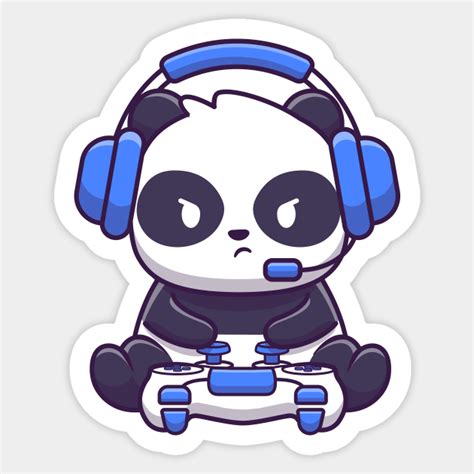 Cute panda gaming - Panda - Sticker | TeePublic