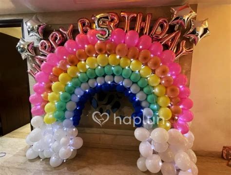 Rainbow With Balloons, Rainbow Theme For Baby Birthday