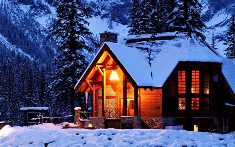 Widescreen Winter Cabin Wallpapers