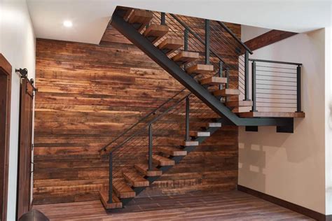 Hickory Floating Staircase - Viewrail