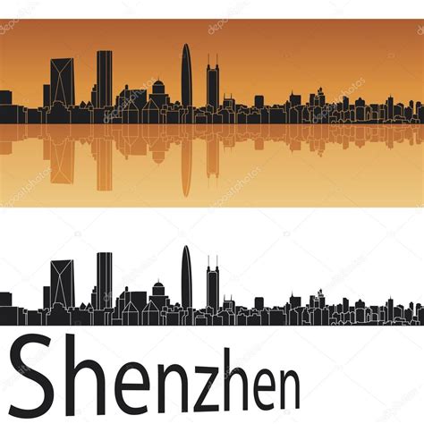 Shenzhen skyline in orange background — Stock Vector © paulrommer #26761655