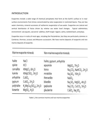 Evaporite mode of formation, characteristics and economic potential | PDF