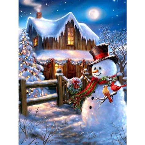 (Multi-Size) Two Snowman - Round/Square Drill Diamond Painting - 30 ...