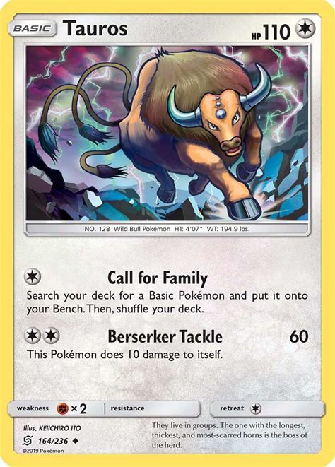 Tauros 164 (Unified Minds 2019) Pokemon Card