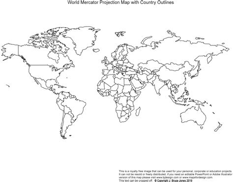 Blackline World Map Printable Free - Printable Maps