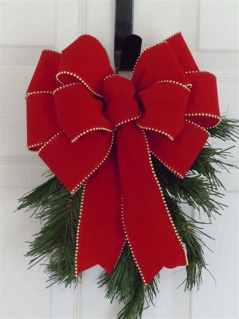 Traditional Red Christmas Wreath Bow by SimplyAdornmentsss on Etsy