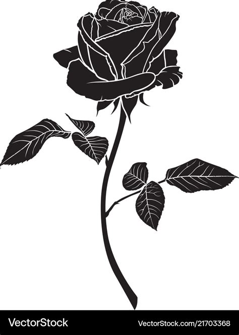 Silhouette of a rose flower Royalty Free Vector Image