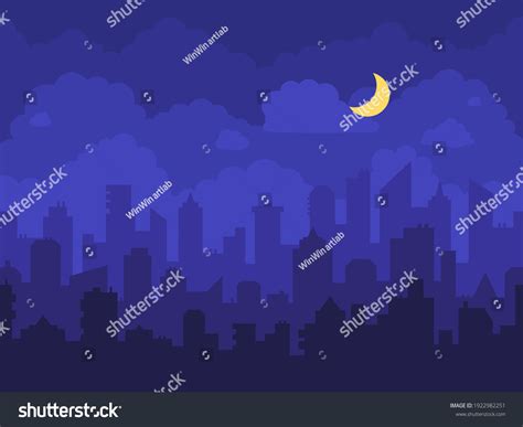 Night Cityscape Cartoon City Night Skyscrapers Stock Vector (Royalty ...