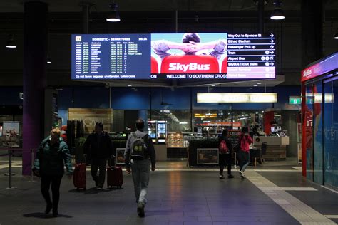 Flight departure information at the SkyBus terminal at Southern Cross Station - Wongm's Rail Gallery