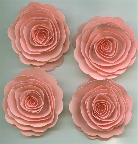 Light Pink Handmade Spiral Paper Flowers LARGE by crazy2becrazy