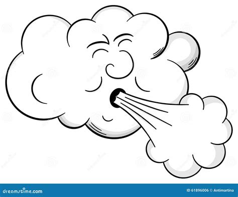 Cartoon Cloud Blows Wind Stock Vector - Image: 61896006