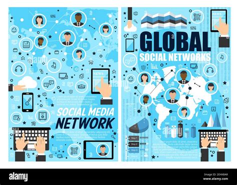 Social media and global network, internet business technology concept. Social media and digital ...