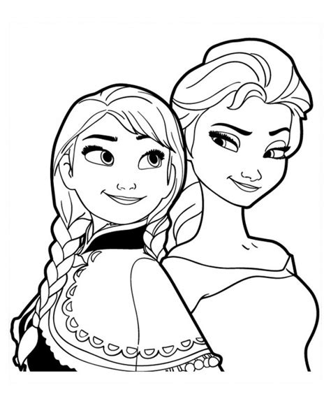 Coloriage Reine des Neiges et Anna les deux soeurs