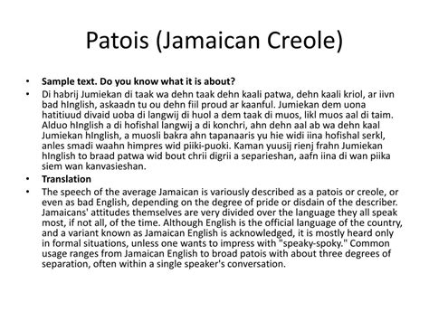 Jamaican Patois