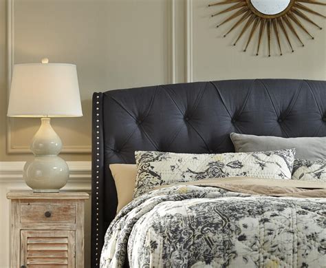 King/California King Upholstered Headboard in Dark Gray with Tufting and… | Upholstered ...