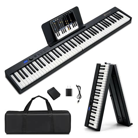 Gymax 88-Key Folding Electric Piano Keyboard Semi Weighted Full Size ...