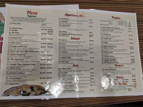 Menu at A Carini's Pizza & Pasta pizzeria, Murrieta, Madison Ave #105