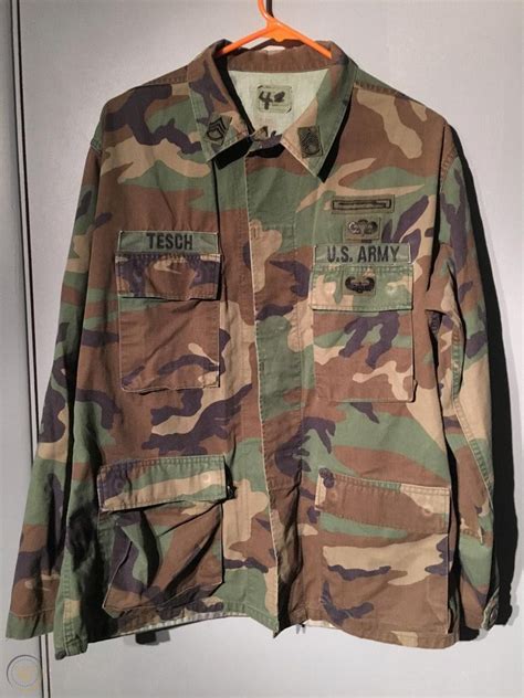 RARE! US ARMY RANGER BDU Woodland Camo Uniform Jacket M Staff Sergeant Infantry | #1819863434