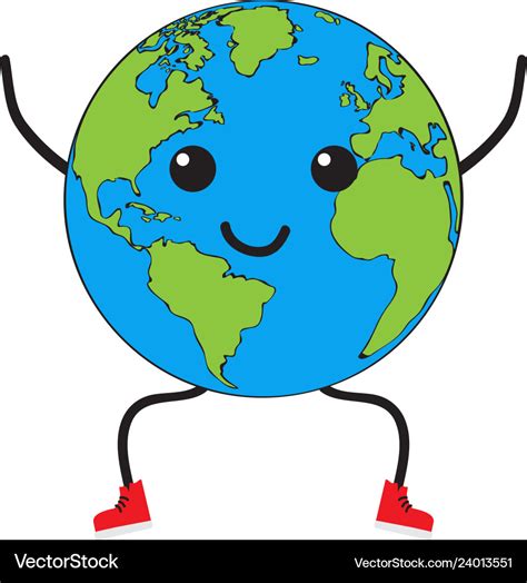 Happy earth planet cartoon Royalty Free Vector Image