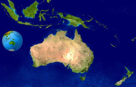 Large satellite map of Australia and Oceania | Oceania | Mapsland | Maps of the World