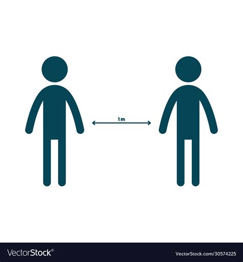 Social distansing distance icon is 1 meter Vector Image