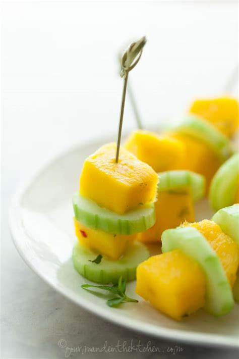 Spicy Cucumber Mango Salad Skewers (Raw, Vegan, Paleo) | Gourmande in the Kitchen