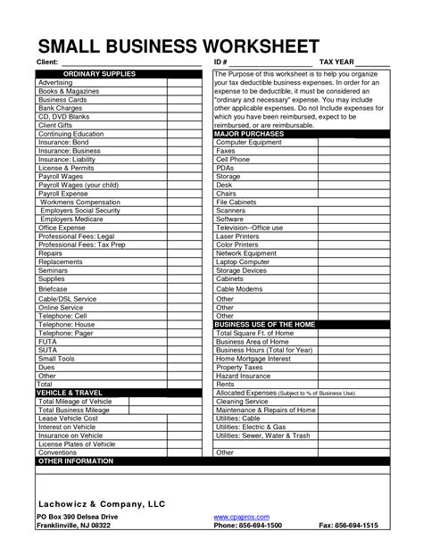 Small Business Tax Spreadsheet | Business worksheet, Small business tax deductions, Business tax ...