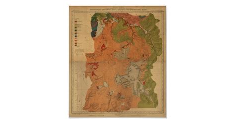 Vintage 1878 Yellowstone Park Map, Wyoming, Montan Poster | Zazzle