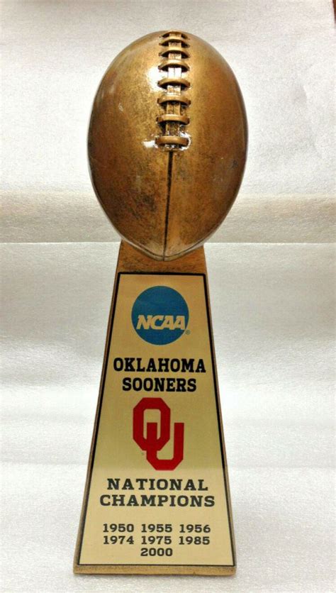 UNIVERSITY OF OKLAHOMA SOONERS NCAA NATIONAL CHAMPION FOOTBALL TROPHY