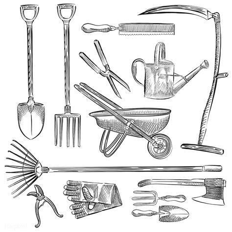 Illustration of a set of gardening tools | free image by rawpixel.com / Niwat | Gardening tools ...