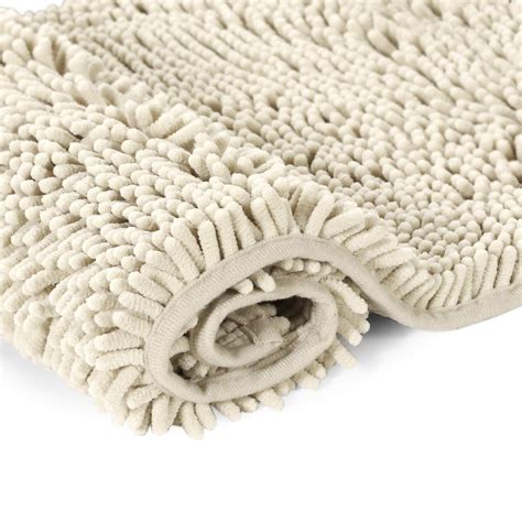 Cream Bath Mat Soft Shaggy Bathroom Rugs Rugs Luxury Microfiber Washable Bath Rug for Floor ...