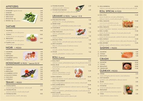 Menu at Mio Sushi restaurant, Rapallo