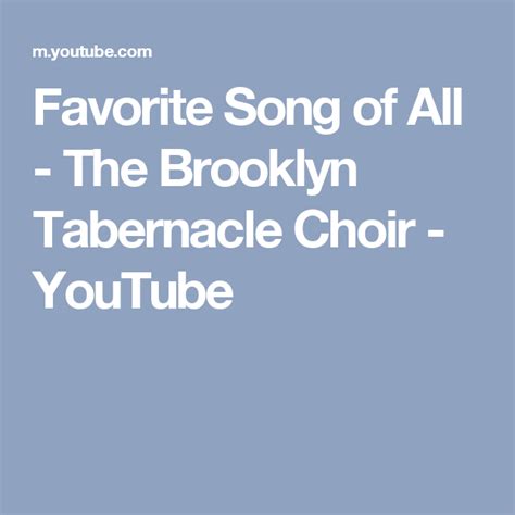 Favorite Song of All - The Brooklyn Tabernacle Choir - YouTube in 2021 ...