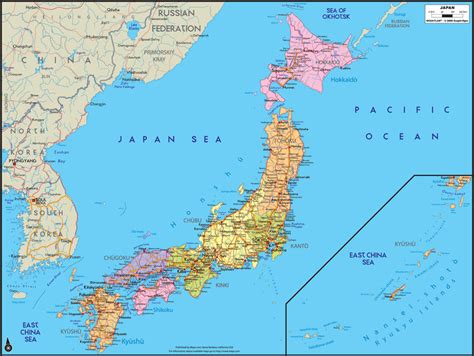 Japan Political Wall Map | Maps.com.com