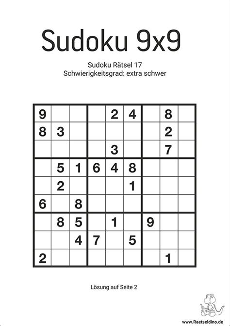 Sudoku Rätsel zum Ausdrucken - extra schwer