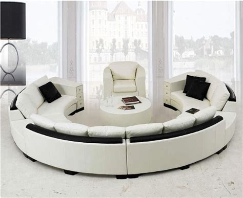 Modern curved top grain round leather sofa living room – My Aashis