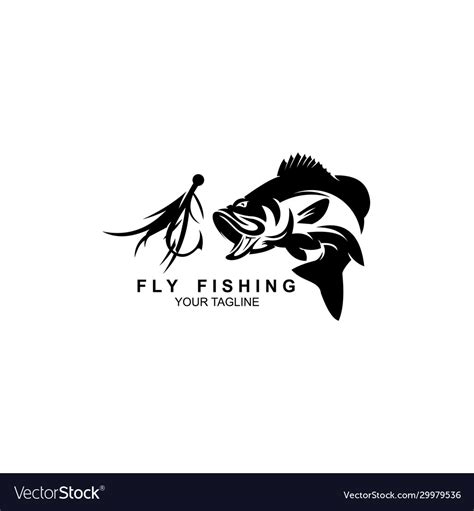 Fishing logo black and white a fish hunting Vector Image